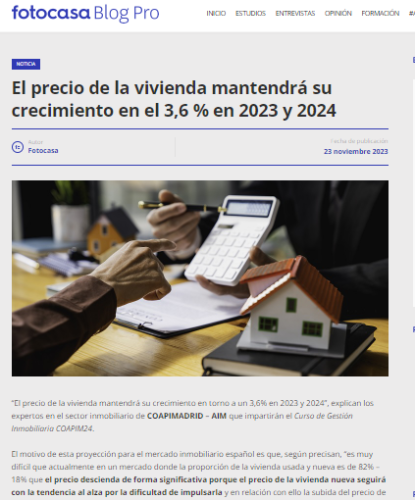 Los medios se hacen eco del análisis sobre los precios de vivienda de los expertos de COAPIMADRID – AIM